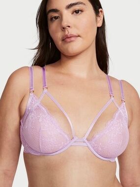 Victoria’s Secret Very Sexy Fishnet Lace Demi Bra | 34C | Unlined Low Cut |